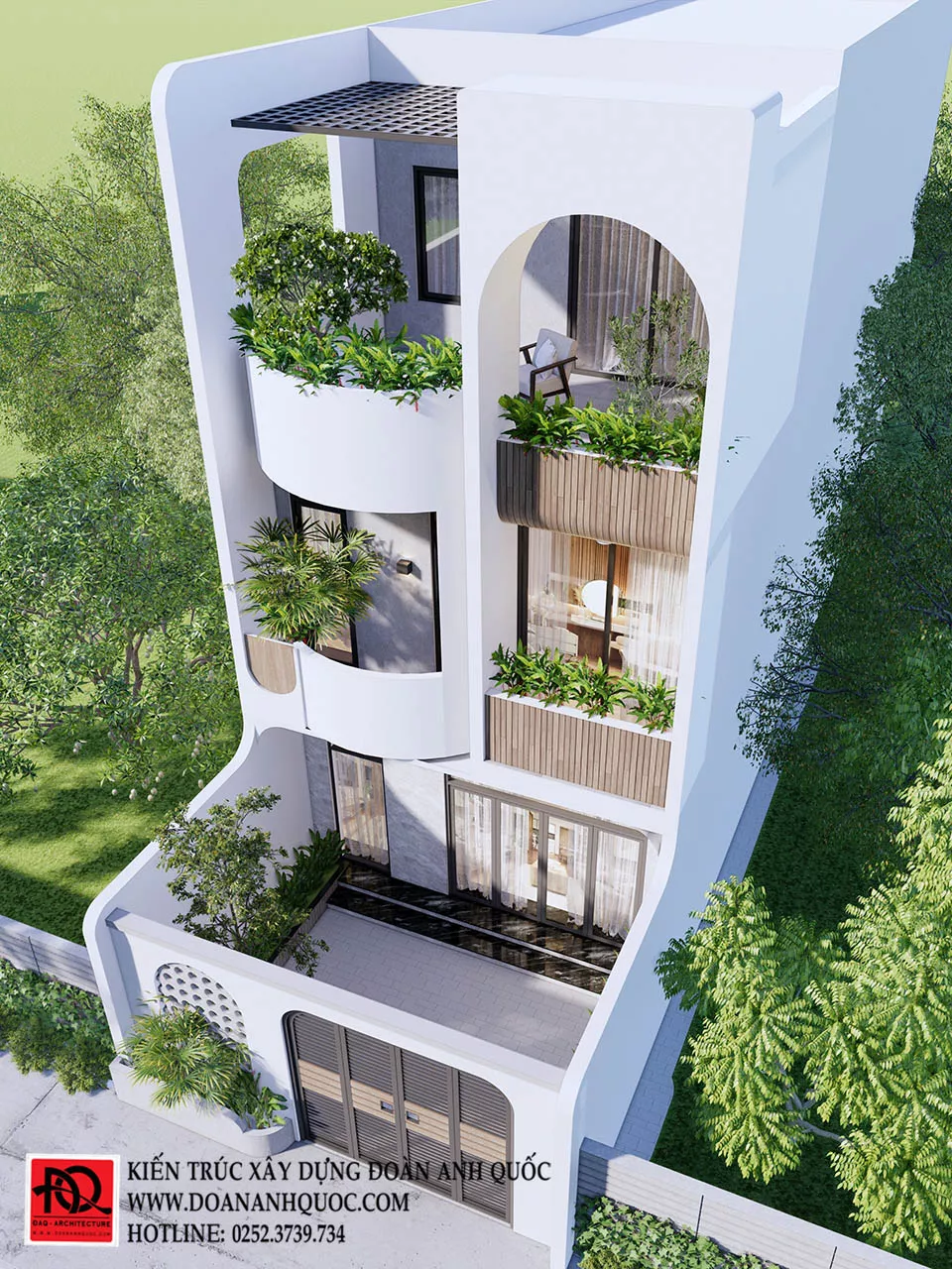 Thiết kế nhà phố vòm cong 3 tầng tại Phan Thiết - Bình Thuận